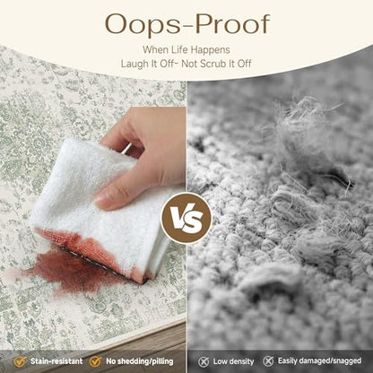 Green 8x10 Area Rug Washable for Living Room (Y|green / 8' x 10' (Rectangular))