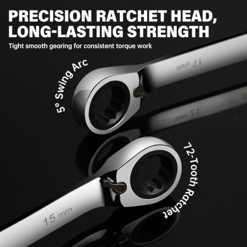 9 Piece Single Head Reversible Ratcheting Wrench Set