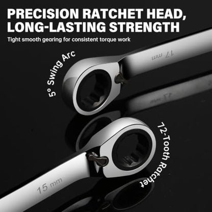 9 Piece Single Head Reversible Ratcheting Wrench Set