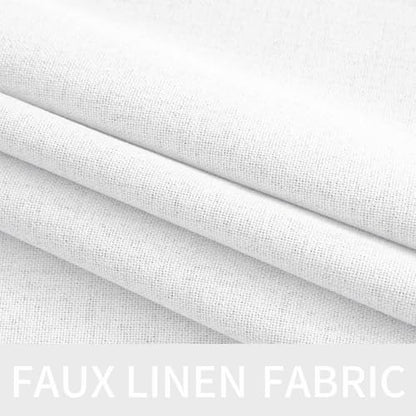 100% Blackout Linen Curtains for Bedroom 52x72 Inches Bright White (Bright White / 52"W x 72"L (Pack of 2))