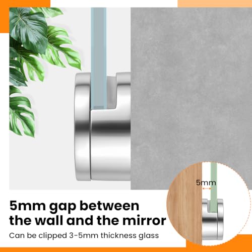 12 Pack Round Mirror Clips for Wall Mounting (Silver)
