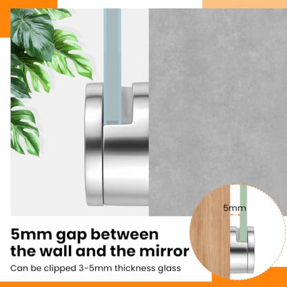 12 Pack Round Mirror Clips for Wall Mounting (Silver)
