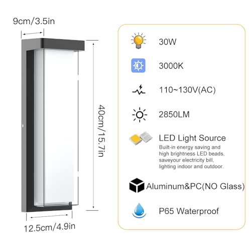 LED Outdoor Wall Light Fixture 16in Dimmable Modern Porch&Patio Wall Light Fixture