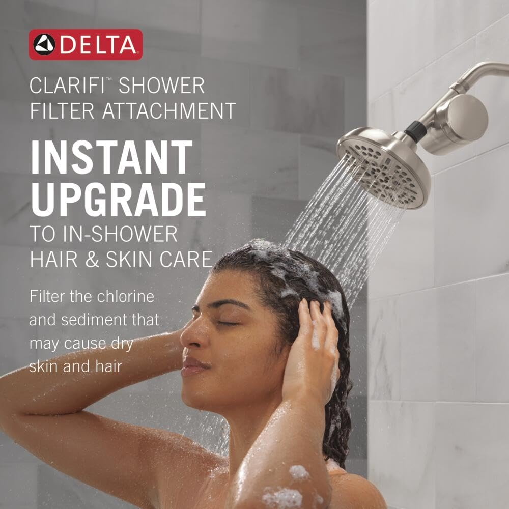 8 Setting Shower Head Brushed Nickel with Clarifi Standard Shower Filter Attachment with Filter (Satin Nickel)