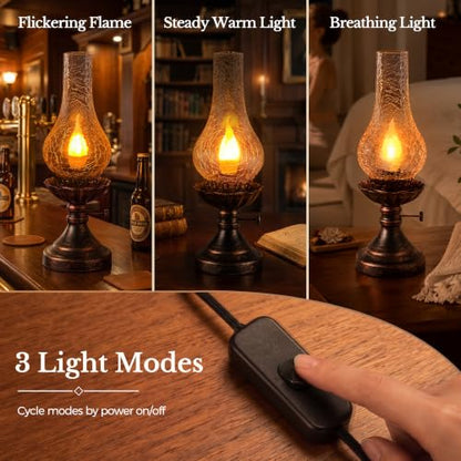 Vintage Table Lamp with Flame Bulb