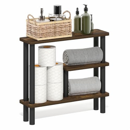Turn-N-Tube 3-Tier Narrow Bathroom Storage Shelf, Toolless Assembly White Storage Rack, Space Saving Shelf