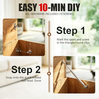 2 Pack Slow Close Hinges for Toy Box 15 inch