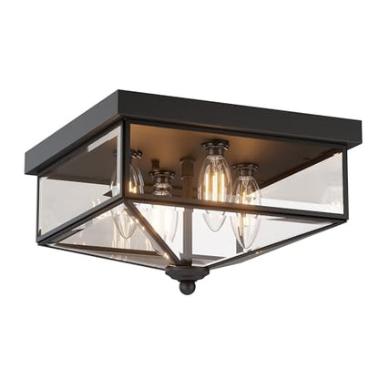 Farmhouse Style Square Flush Mount Ceiling Light