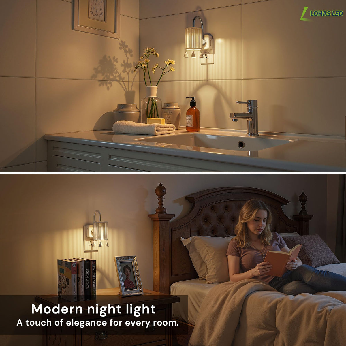 Night Lights Plug into Wall (Silver pole -3000k / 1 Pack)