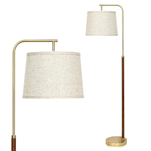 Wood Arc Floor Lamp (Gold and Walnut B)