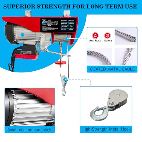 3-in-1 Electric Portable Hoist Winch,1500W Portable Power Winch Crane with Wire and Wireless Remote Control, 328FT Wireless Remote Control Range,for Garage, Factory, Warehouse, Balcony