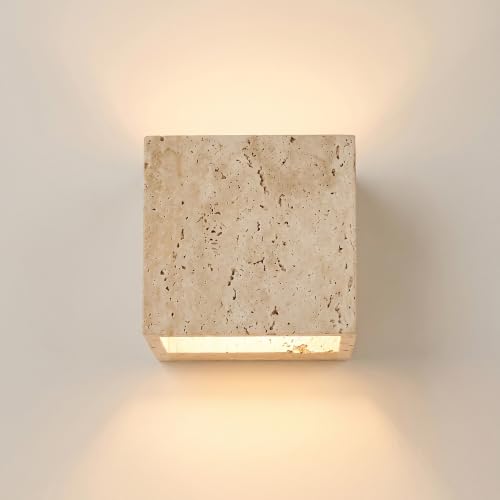 Natural Travertine Wall Sconce Half Moon Hardwired Stone Lights