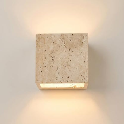 Natural Travertine Wall Sconce Half Moon Hardwired Stone Lights