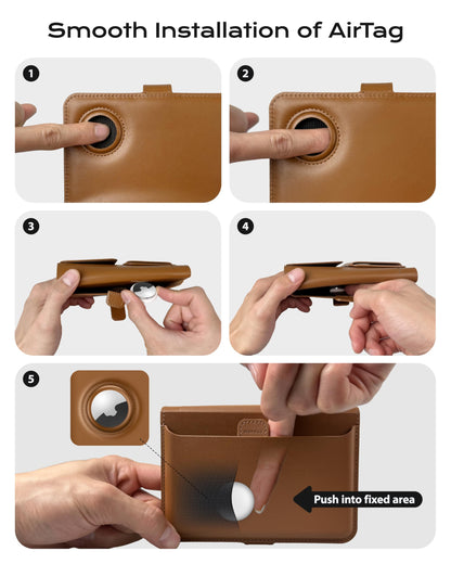 Passport Holder with AirTag (Brown)