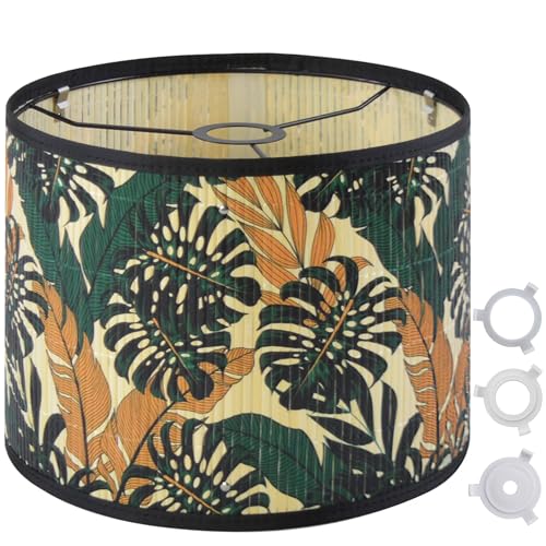 Bamboo Lamp Shade With Tropical Plants Chandelier Covers