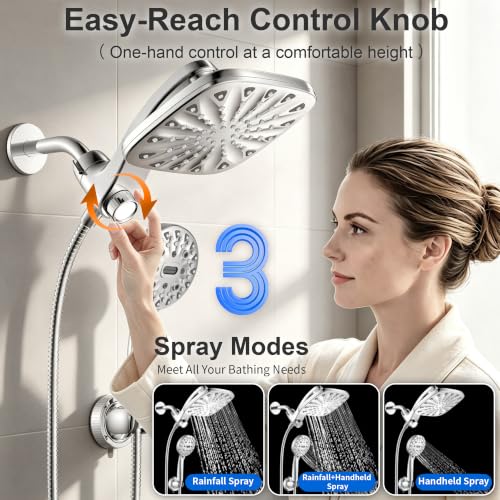 Dual Rainfall Shower Head With Handheld Showerhead