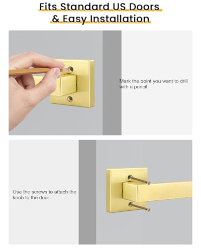 Gold Door Handle Interior Square Door Handle MS8012 NEW