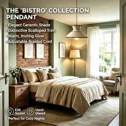 Cottagecore Scalloped Ceramic Pendant Light