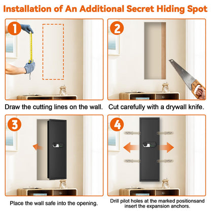 47.24‘’ Tall Heavy Duty Fireproof Wall Safes Between the Studs (47.24'' Tall)