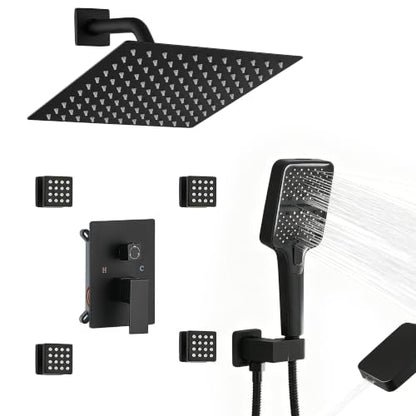 10 Inch Rain Shower Faucet Set with Body Jets