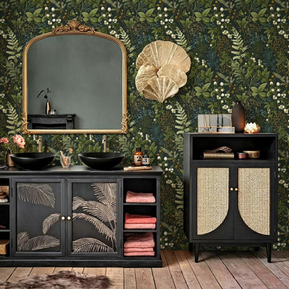 Dark Floral Peel and Stick Wallpaper for Bathroom 16.9inx118.1in (Dark / 16.9inch x 118.1inch)