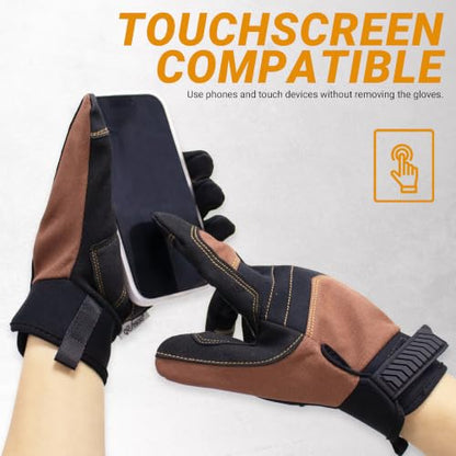 Work Gloves for Men Women Breathable Canvas Gardening Gloves for Yard Work Garage Mechanic Touchscreen Compatible
