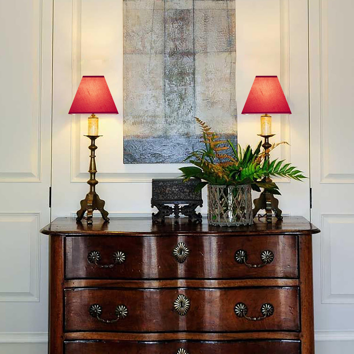 Small Lamp Shades Set of 2 (Burgundy-red faux silk / 4 × 9 × 8.3 inches (2 pack))