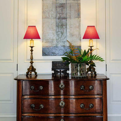 Small Lamp Shades Set of 2 (Burgundy-red faux silk / 4 × 9 × 8.3 inches (2 pack))
