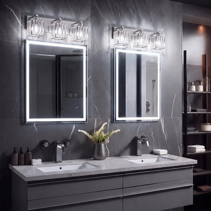 Modern Bathroom Vanity Light (Nickel & Square / 3-Light)
