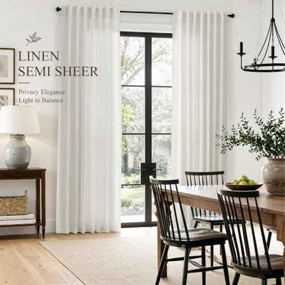 Natural Linen Curtains 92 Inches Long for Living Room 2 Panels (Natural / 52"W x 92"L (Pack of 2))