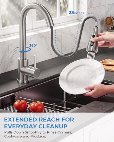 Kitchen Faucet with Pull Down Sprayer for Laundry & Utility Sink (Brushed Nickel)