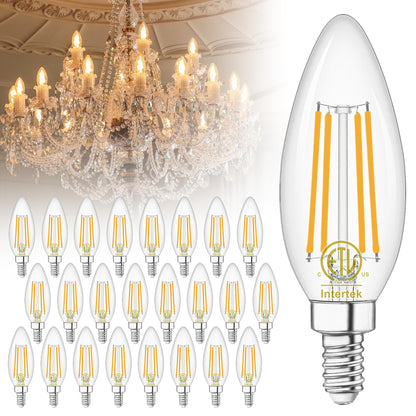 24 Pack E12 Chandelier LED Light Bulbs 60W Equivalent 2700K Warm White (24 Count (Pack of 1))