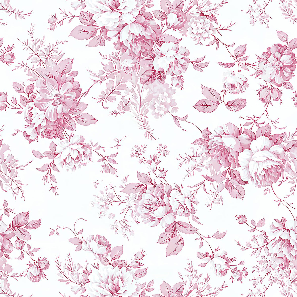 Floral Peel and Stick Wallpaper Pink Flower Paper 17in x 118in (Pink / 16.9" x 118.1")