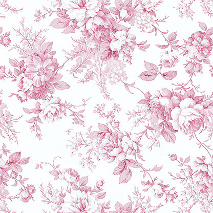 Floral Peel and Stick Wallpaper Pink Flower Paper 17in x 118in (Pink / 16.9" x 118.1")