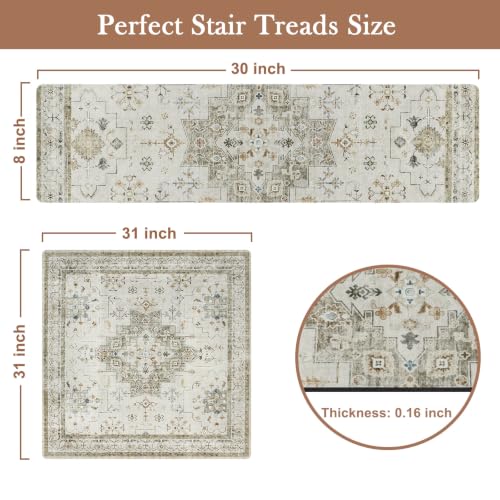 Vintage 15PCS 8"X30" Stairs Treads and 1PC 31"X31" Landing Mat