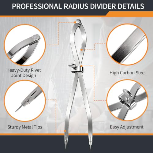 2PC 12" Radius Divider Tool Scribing Compass for Wood Leather Metal Marking (12inch-2PCS)