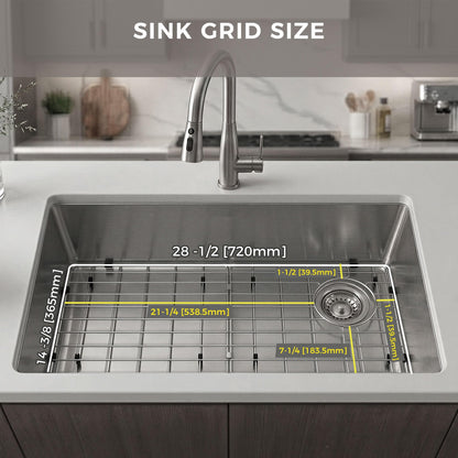 Stainless Steel Detachable Sink Grid (28-1/2" x 14-3/8" Rear Right Drain)
