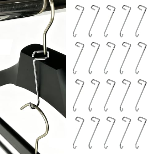 20 Pack Hanger Extenders for Closet 3.15’’ Metal Hanger Connector Hooks Heavy Duty Vertical Hanger Stacker for Suits Jackets Pants Space Saving Closet Organizer for Home & Retail