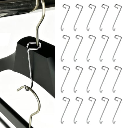 20 Pack Hanger Extenders for Closet 3.15’’ Metal Hanger Connector Hooks Heavy Duty Vertical Hanger Stacker for Suits Jackets Pants Space Saving Closet Organizer for Home & Retail