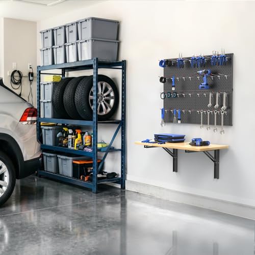 Space Saving Wall Mounted Folding Workbench with Pegboard Kit