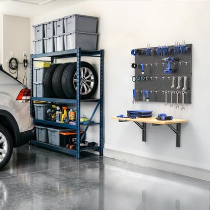Space Saving Wall Mounted Folding Workbench with Pegboard Kit