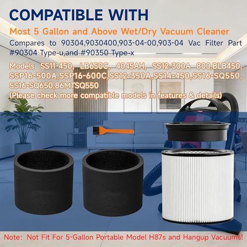 90304 Replacement Filters Fit for shopvac Filter 90304 90350 90333