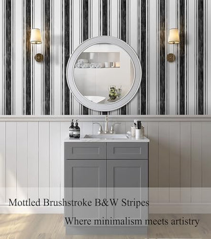 Black and White Wallpaper Peel and Stick 17.3"x393" Hand (Black/White / 17.3" x 393")