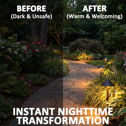 Pathway Lights Low Voltage Outdoor Landscape Lighting 1W 60 Lumen 3100K 12V AC Path Lights Warm White Light with Connector Spike Stake for Garden Yard Driveway Lawn