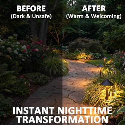 Pathway Lights Low Voltage Outdoor Landscape Lighting 1W 60 Lumen 3100K 12V AC Path Lights Warm White Light with Connector Spike Stake for Garden Yard Driveway Lawn