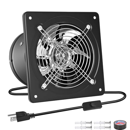 6-inch Wall-Mounted Kitchen Exhaust Fan with Switch, 382 CFM, Portable Installation, Suitable for Attic, Garage, Bathroom, and Basement Ventilation