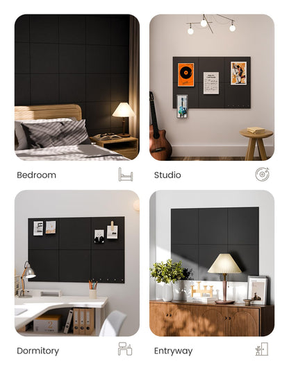 Felt Bulletin Board & Cork Board Alternative 36'' x 24'' (Black-1 / Solid tile 6-pack)