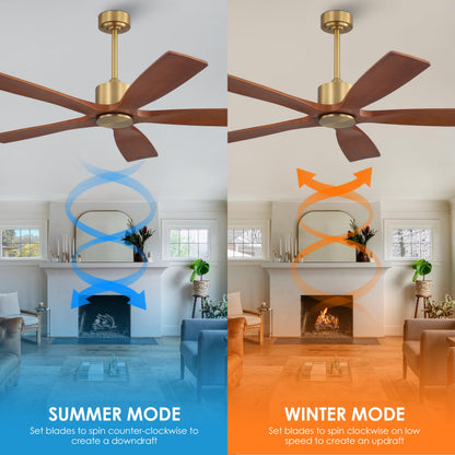 54 Inch DC Ceiling Fans without Light (Aged Brass and Dark Walnut / 54")