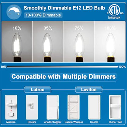 E12 Candelabra LED Light Bulbs 60W Equivalent 5000K Daylight (6 Count (Pack of 1))