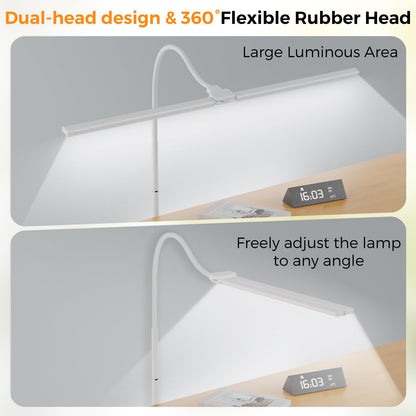 Dual head LED Floor Lamp 20W 1400LM Adjustable Neck Bright Light White (White)